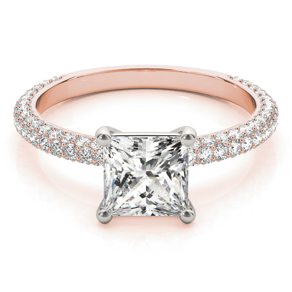 18K Rose Gold Diamond Pave Engagement Ring