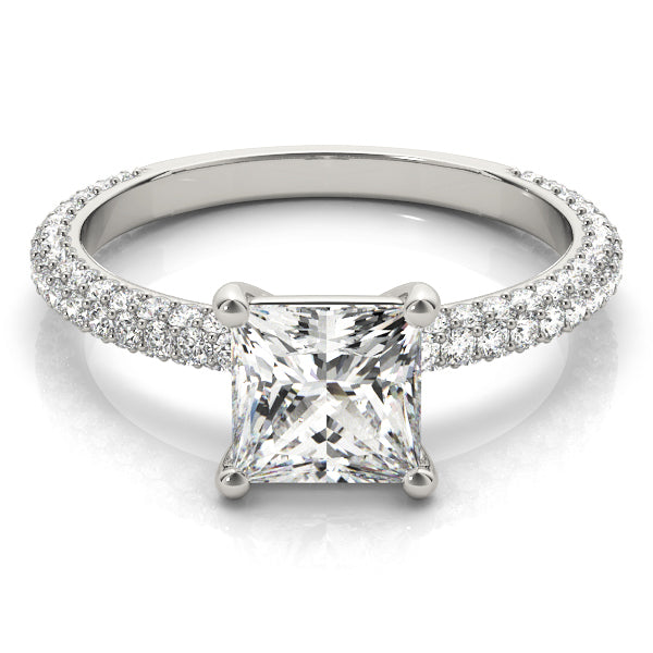 Diamond Pave Engagement Ring with Square Center