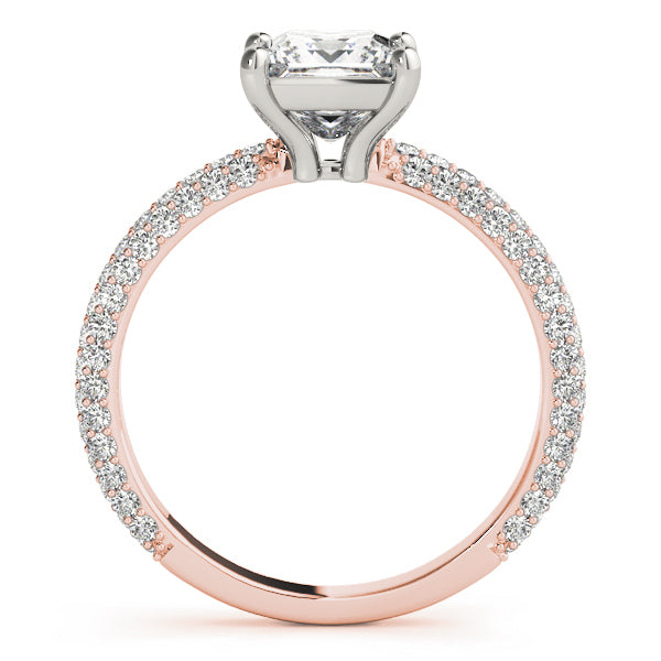 18K Rose Gold Diamond Pave Engagement Ring