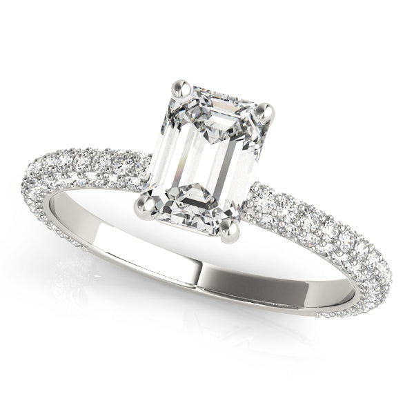 0.6 CT Emerald Diamond Pave Engagement Ring