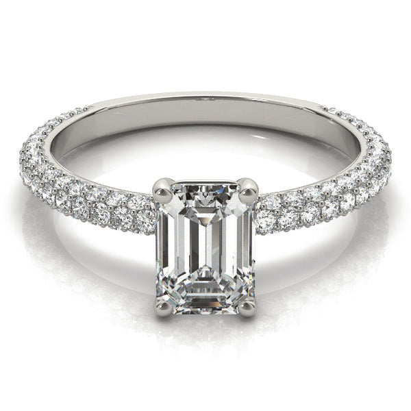 0.6 CT Emerald Diamond Pave Engagement Ring