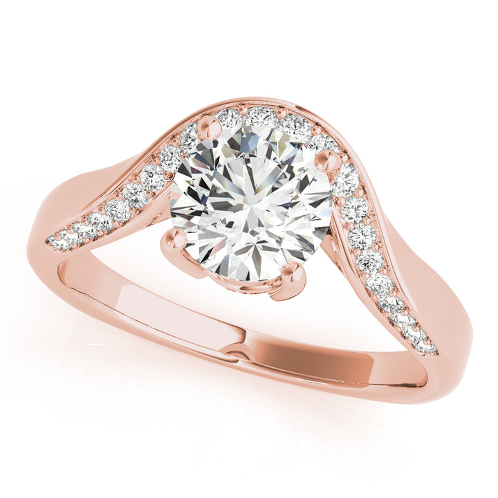 14K Rose Gold Single Row Diamond Engagement Ring