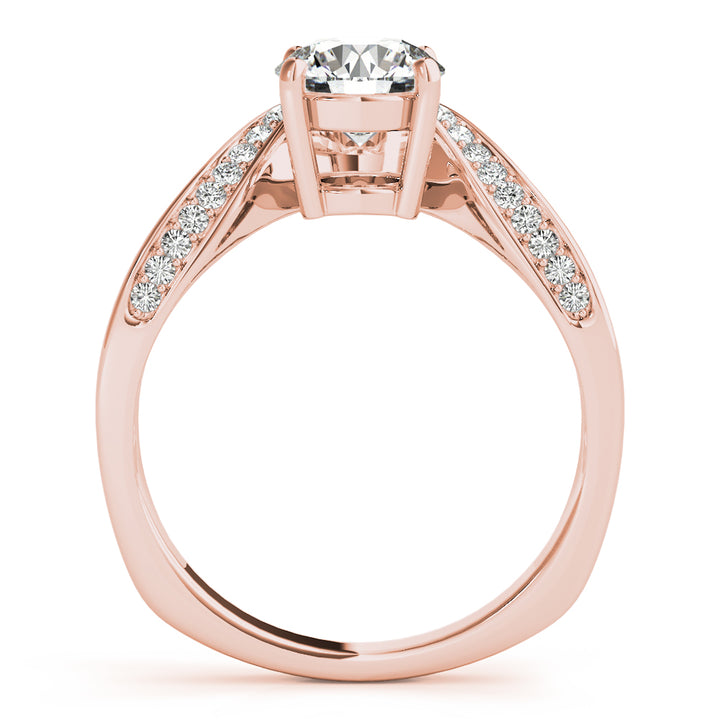 14K Rose Gold Single Row Diamond Engagement Ring