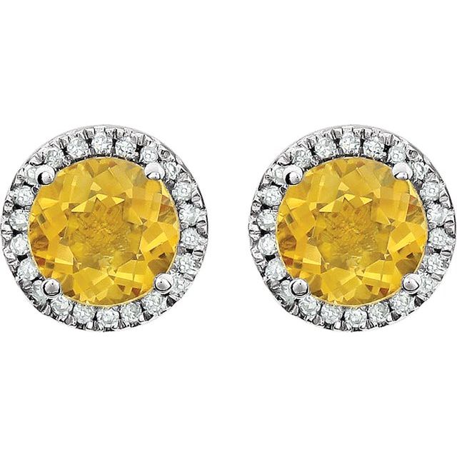 Round 4-Prong Halo-Style Birthstone Earrings