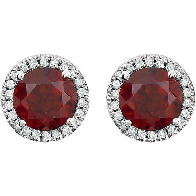 Round 4-Prong Halo-Style Birthstone Earrings