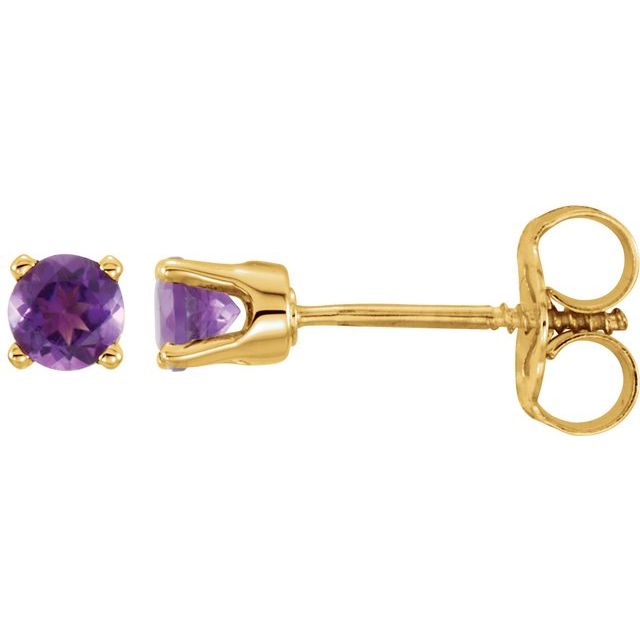 Round 4-Prong Youth Birthstone Stud Earrings