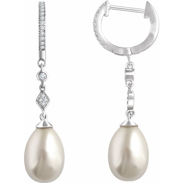 Accented Pearl Hoop Earrings
