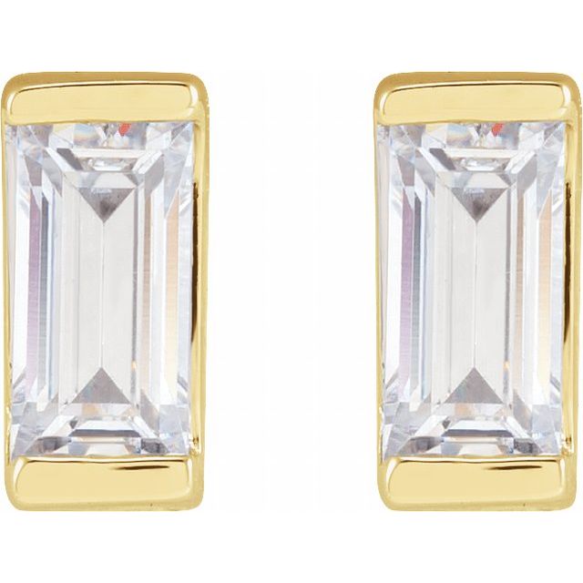 Straight Baguette Bezel-Set Stud Earrings