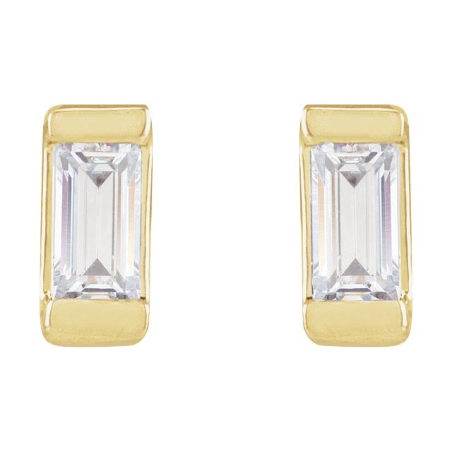 Straight Baguette Bezel-Set Stud Earrings