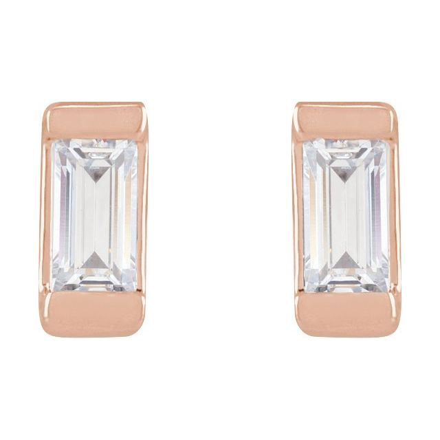 Straight Baguette Bezel-Set Stud Earrings