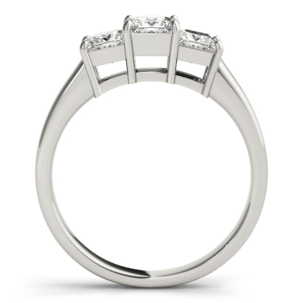 Square Diamond Three Stone Engagement Ring