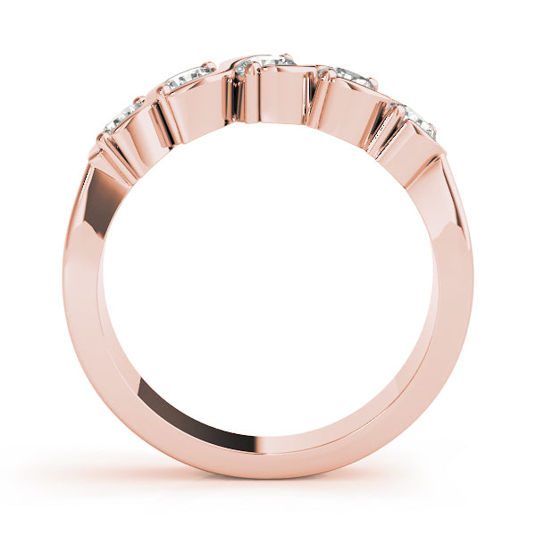 18K Rose Gold 5-Stone Diamond Wedding Ring