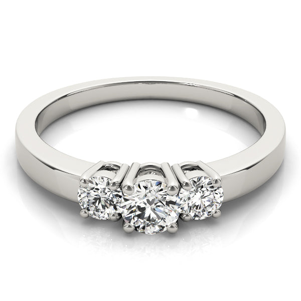 Round Diamond Three Stone Engagement Ring