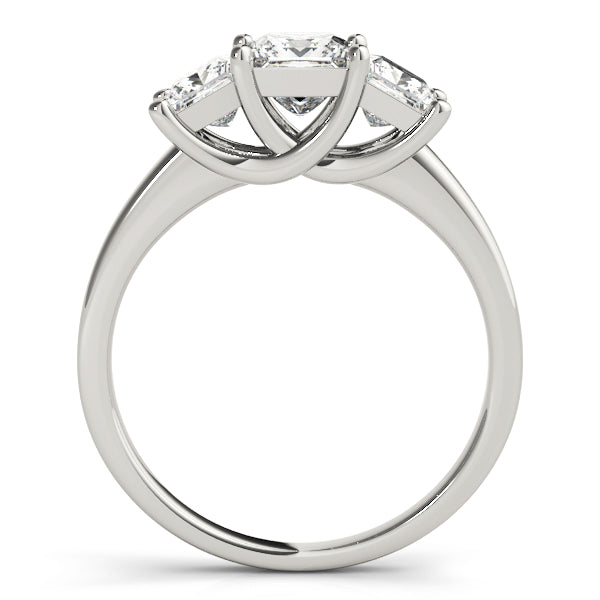 Diamond White Gold Square Three Stone Ring