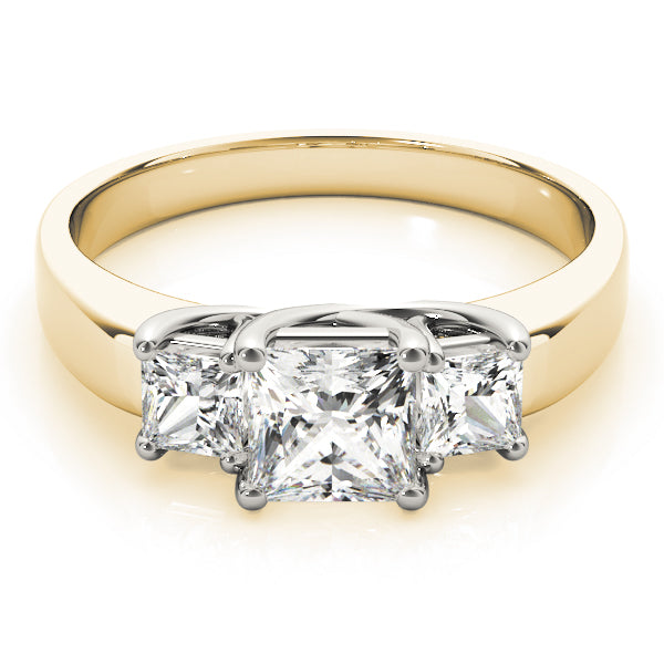 14K Yellow Gold Square Diamond Engagement Ring