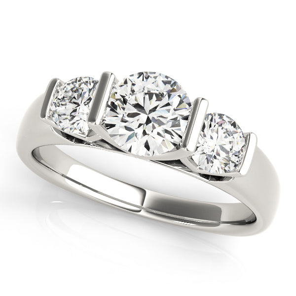 Round Diamond Three Stone Engagement Ring