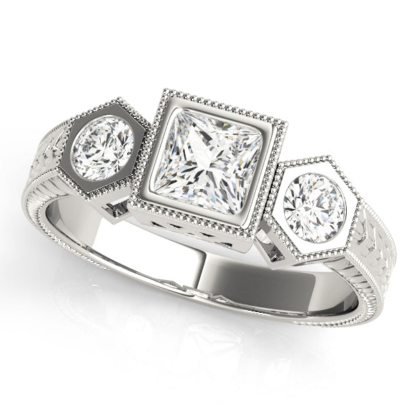 White Gold Diamond Three Stone Engagement Ring