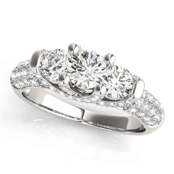 Round Diamond Three Stone Engagement Ring