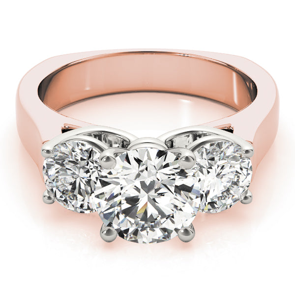 18K Rose Gold 1 ct Diamond Three-Stone Engagement Ring