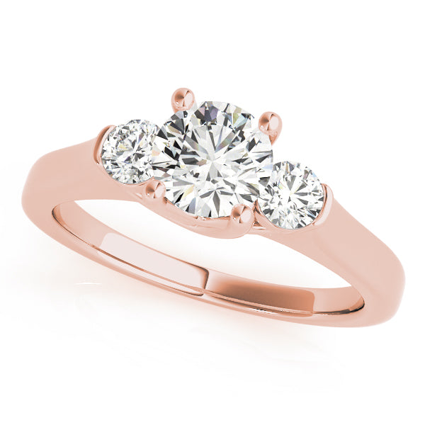 18K Rose Gold 1 ct Diamond Three-Stone Engagement Ring
