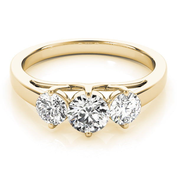 18K Yellow Gold 1/2 CT Diamond Three-Stone Engagement Ring