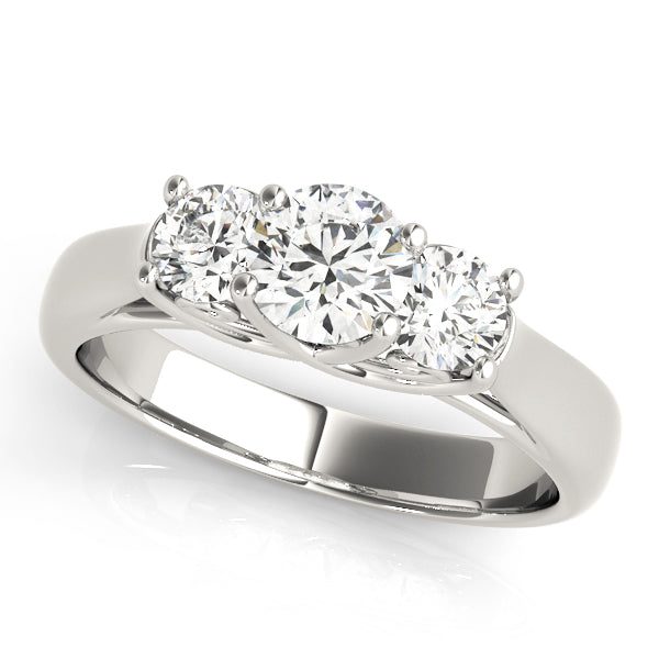 Round Diamond Three Stone Engagement Ring 1 CT