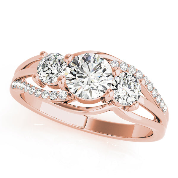 14K Rose Gold Diamond Engagement Ring | 3-Stone Design