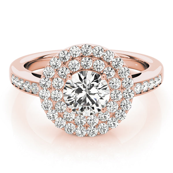 14K Rose Gold Round Diamond Halo Engagement Ring