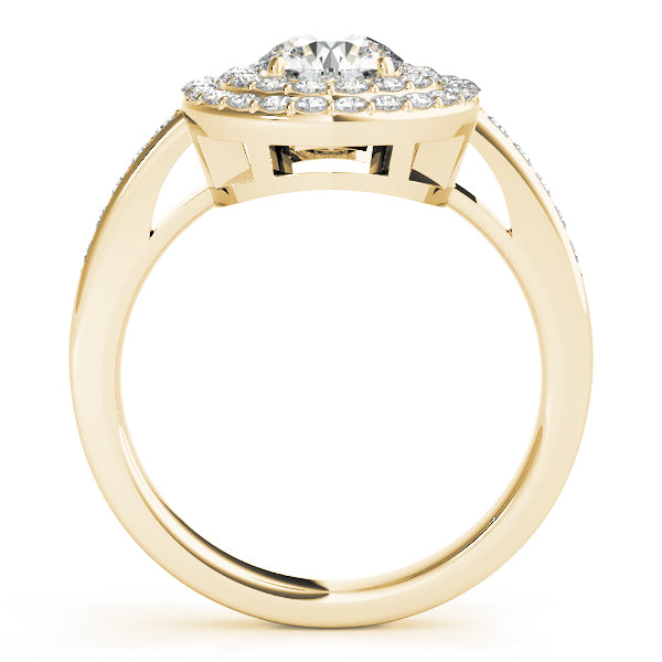 14K Yellow Gold Round Diamond Halo Engagement Ring