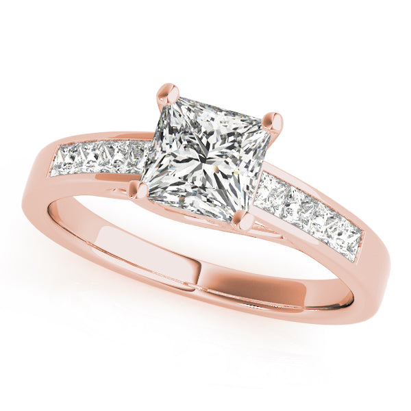 14K Rose Gold Square Diamond Engagement Ring