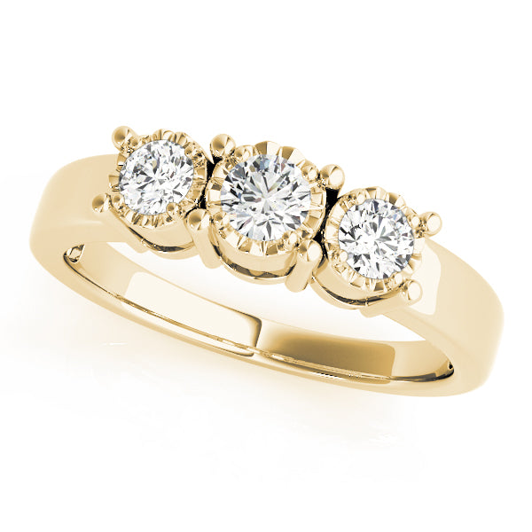 18K Yellow Gold Round Diamond Engagement Ring