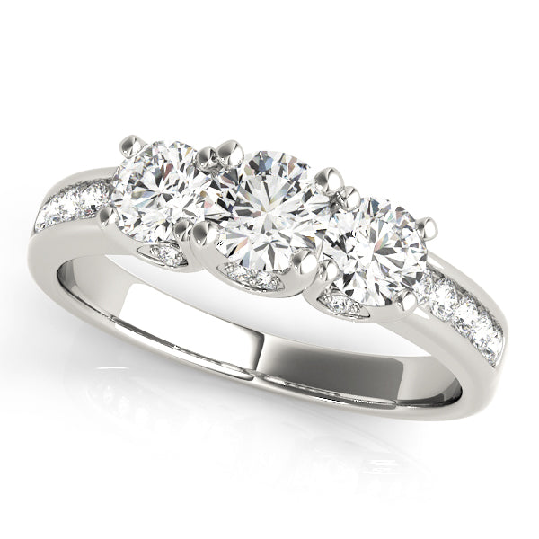 Round Diamond Three Stone Engagement Ring