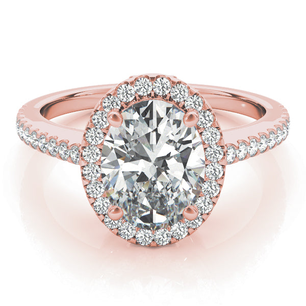 14K Rose Gold Oval Diamond Halo Engagement Ring