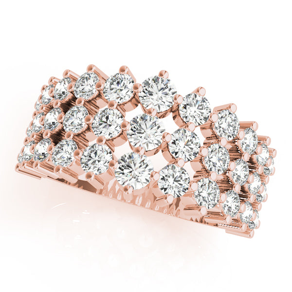 Rose Gold Multi-Diamond Fashion Statement Ring
