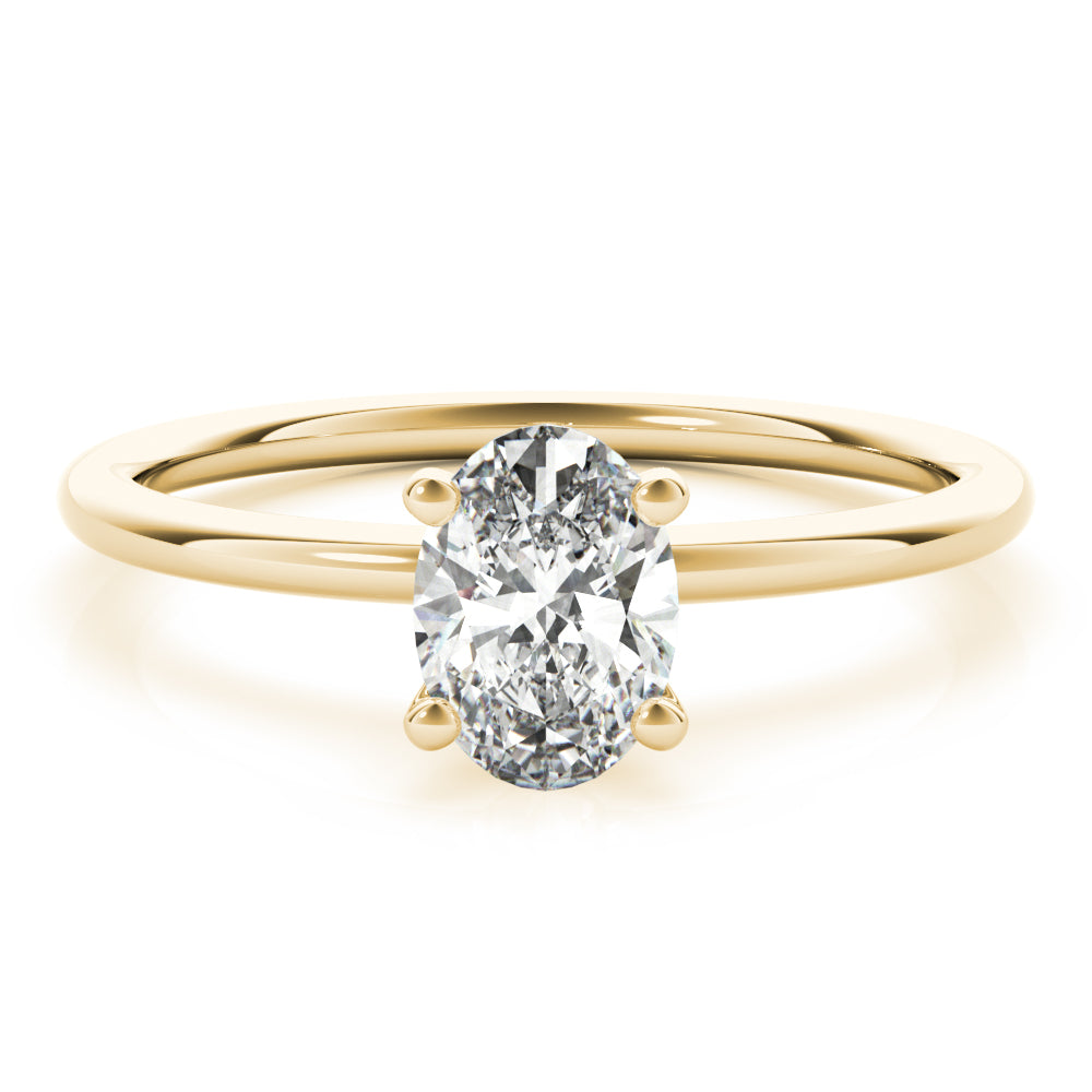 14K Yellow Gold 1/4 CT Oval Diamond Engagement Ring