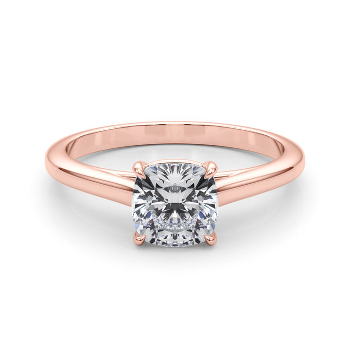 14K Rose Gold Cushion Diamond Solitaire Ring