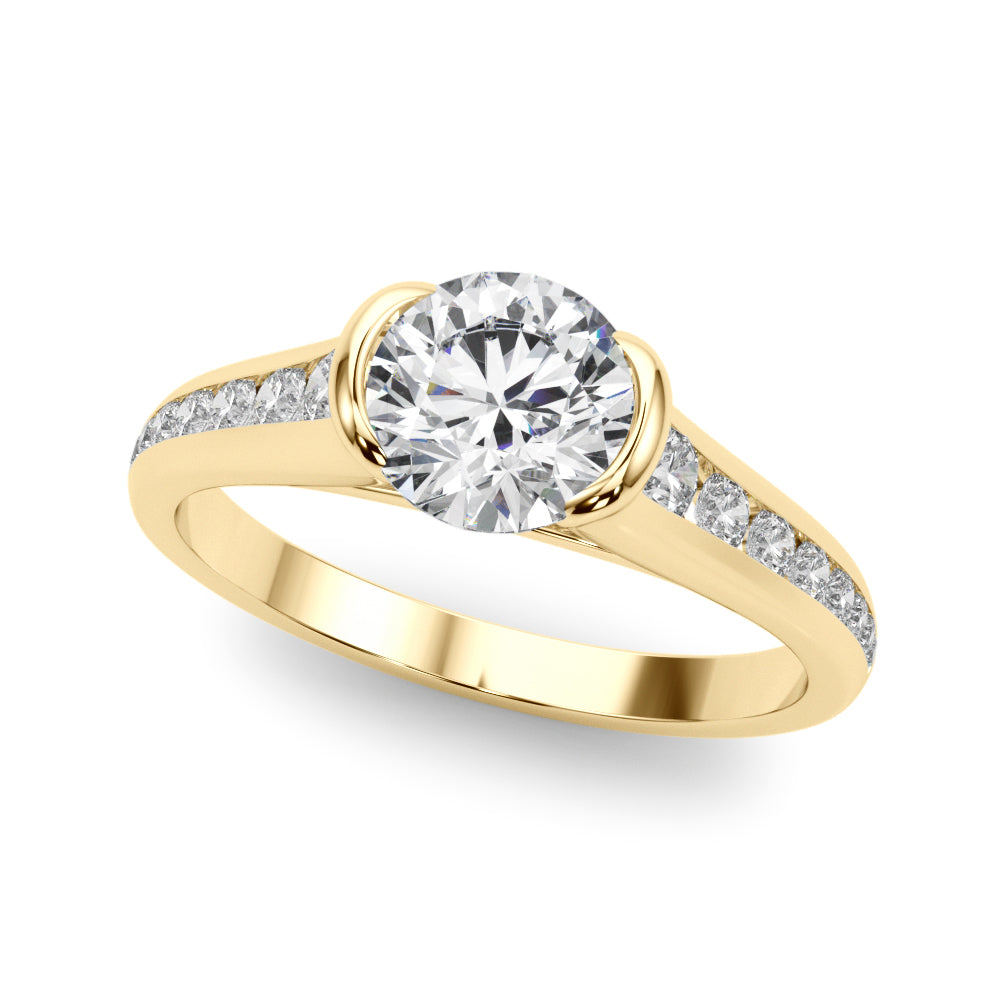 14K Yellow Gold Round Diamond Engagement Ring