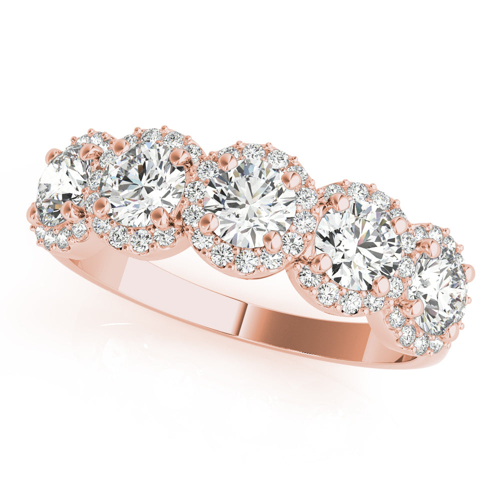 14K Rose Gold Multi-Diamond Wedding Ring