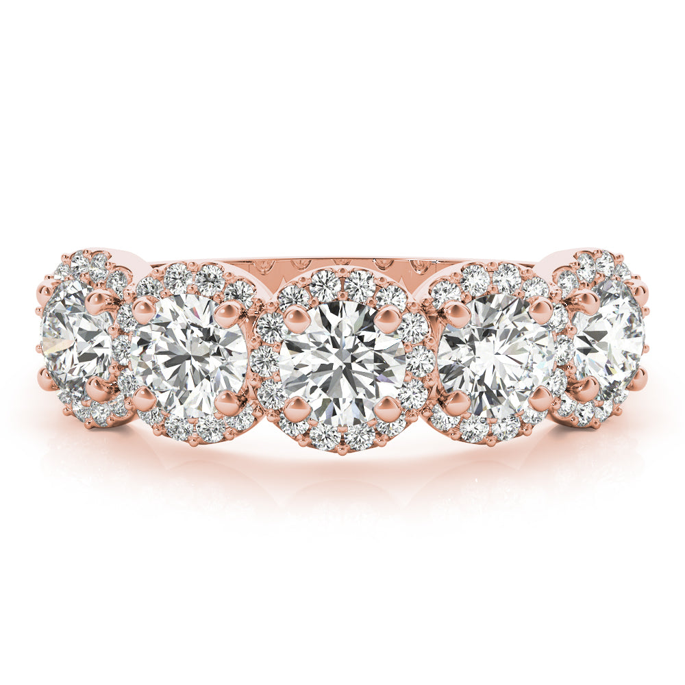 14K Rose Gold Multi-Diamond Wedding Ring