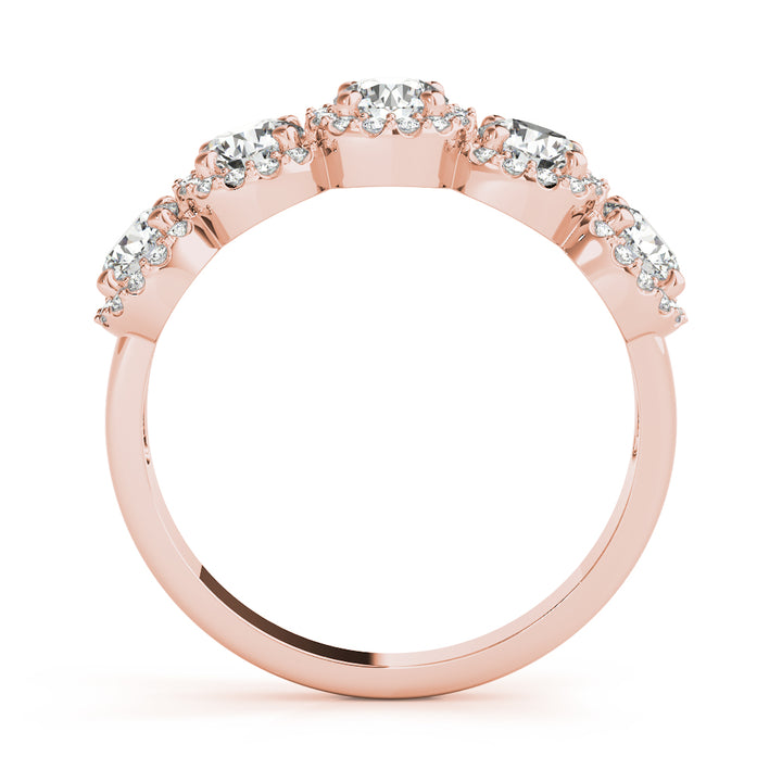 14K Rose Gold Multi-Diamond Wedding Ring
