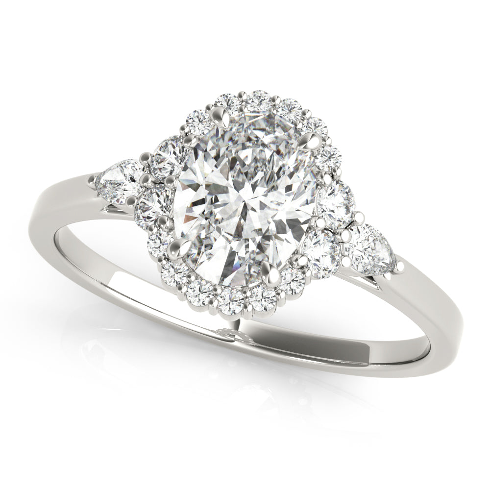 Oval Diamond Halo Engagement Ring