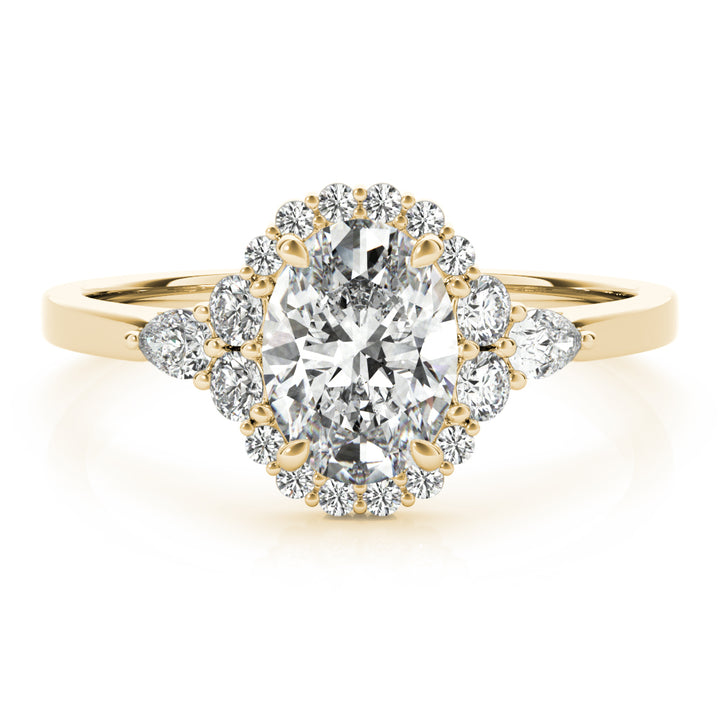 14K Yellow Gold Oval Diamond Halo Engagement Ring