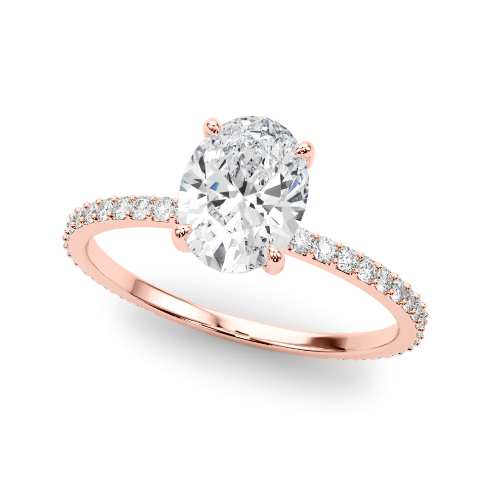 18K Rose Gold Oval Diamond Halo Engagement Ring