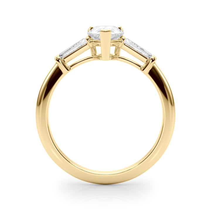 18K Yellow Gold Diamond Engagement Ring with Baguette Stones