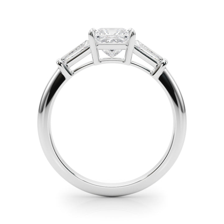 14K Gold Square Diamond Three Stone Ring