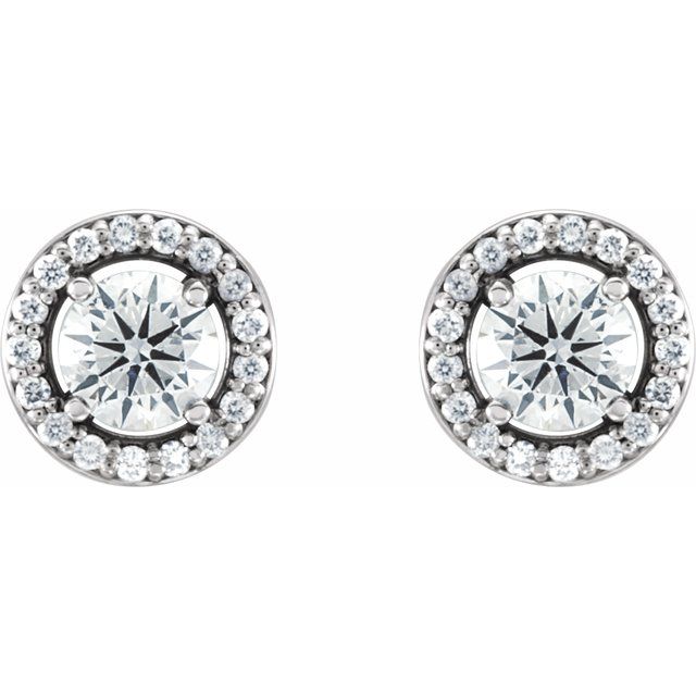 Round 4-Prong Halo-Style Earrings
