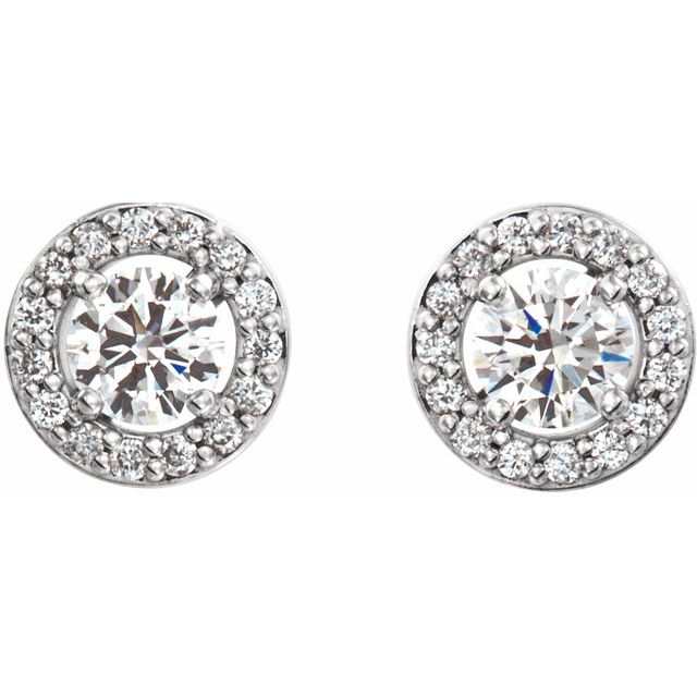 Round 4-Prong Halo-Style Earrings