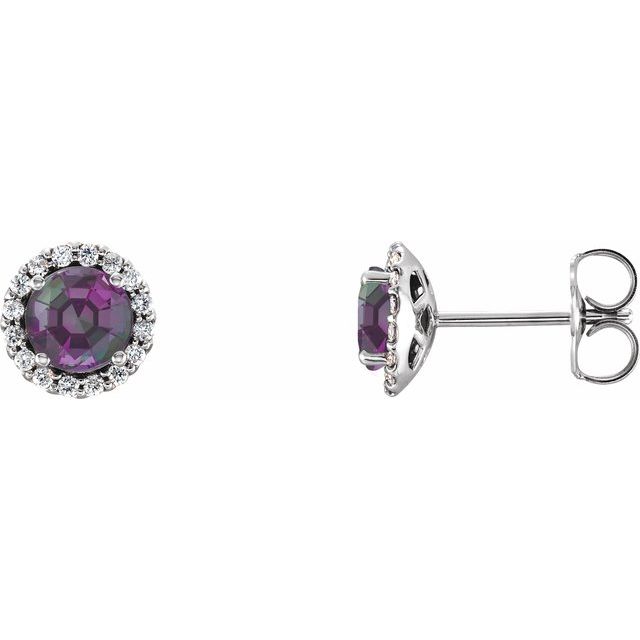 Round 4-Prong Halo-Style Earrings