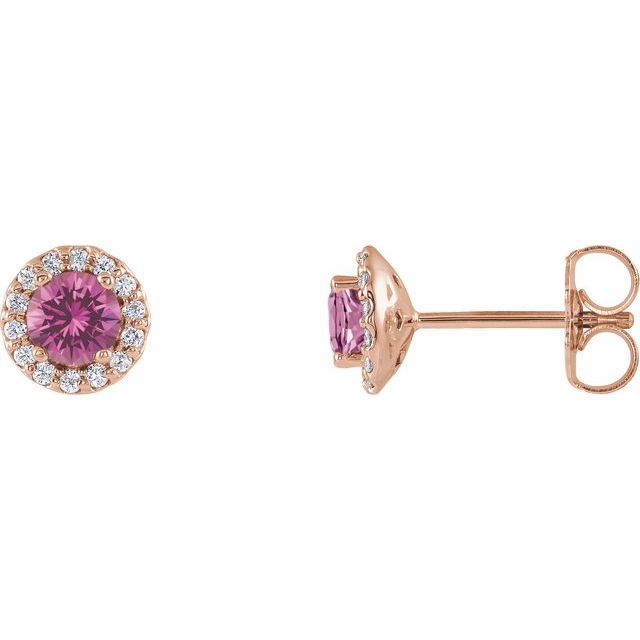 Round 4-Prong Halo-Style Earrings