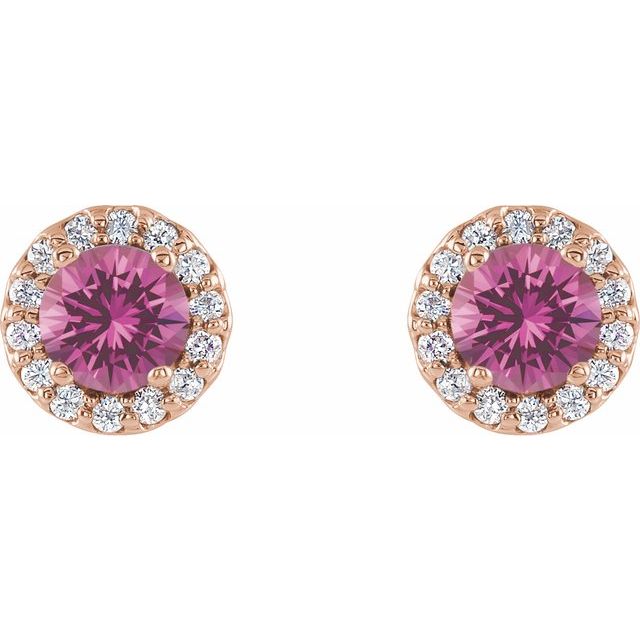 Round 4-Prong Halo-Style Earrings